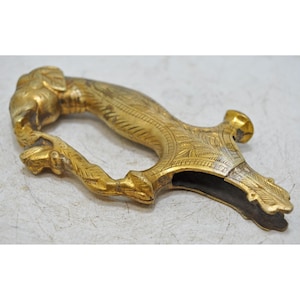 Antiek messing olifant hoofdvormig zwaard gevest handvat origineel uit de oudheid gesneden