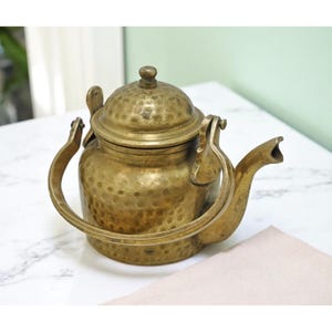 Antique Brass Tea Kettle Pot Original Old Hand Crafted Nice Shape