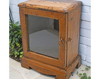 Antique Wooden Showcase Box Original Old Hand Crafted