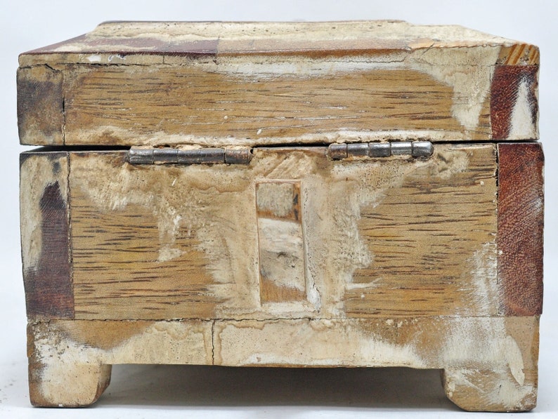 Reclaimed Salvage Wooden Vanity Box With Mirror Hand Crafted Original Colors image 4