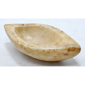 Antique White Marble Opium Water Kharal Bowl Original Old Hand Carved