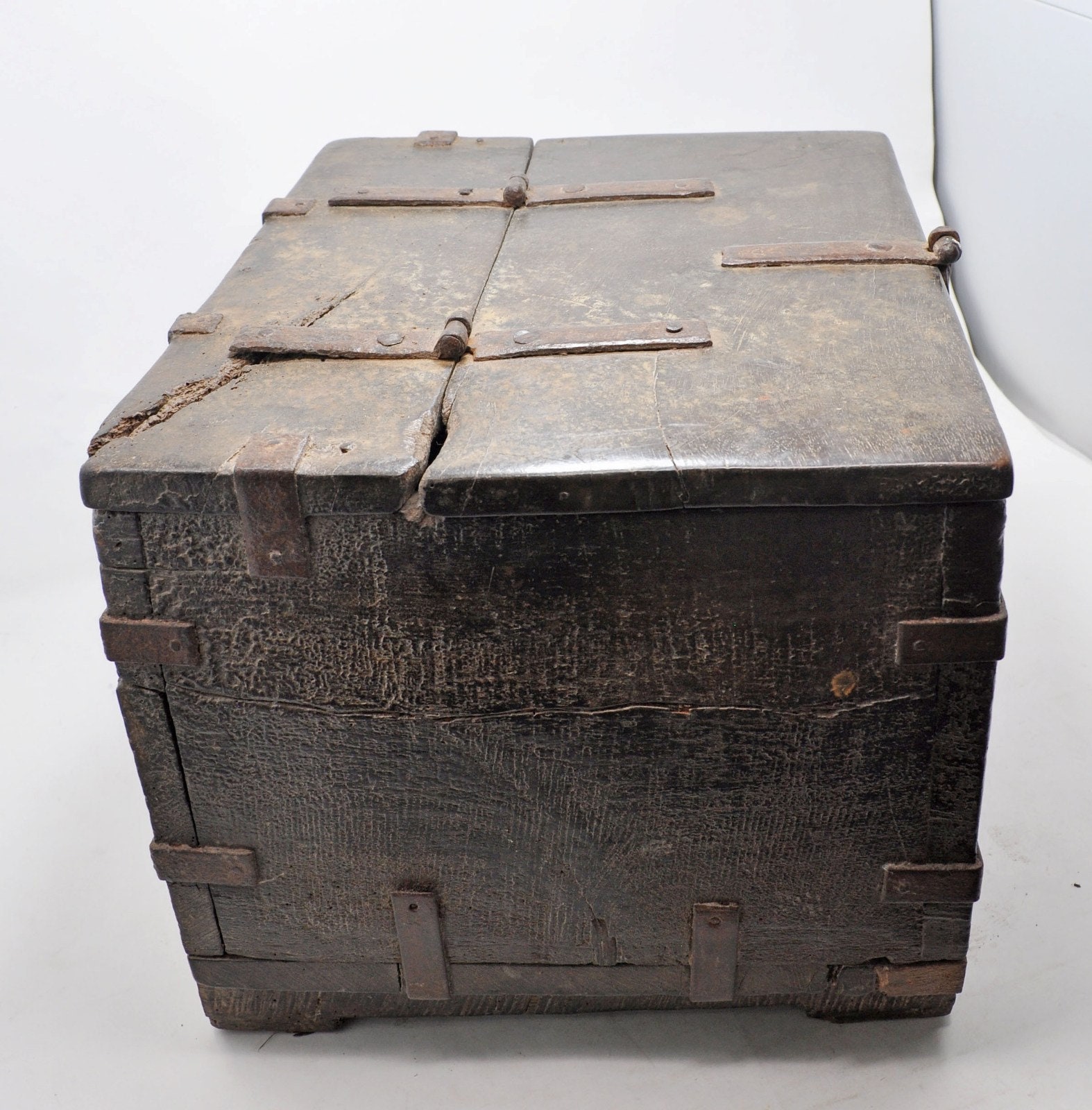 Antique Wooden Big Size Storage Chest Box Original Old Hand Etsy