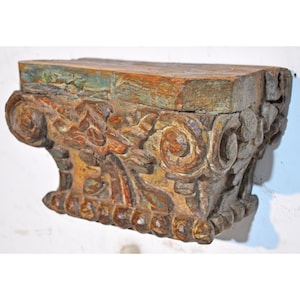 Antique Wooden Wall Décor Heavy Base Wall Shelf Original Old Very Fine Hand Carved
