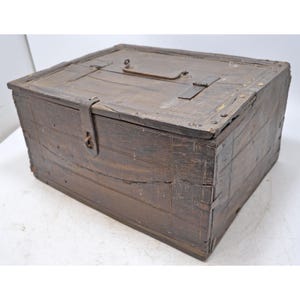 Antique Wooden Storage Chest Trunk Box Original Old Hand Crafted