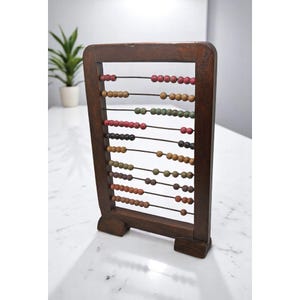 Vintage Wooden Counting Abacus Original Old Hand Crafted