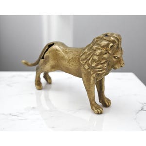 Antique Brass Lion Figurine Original Old Hand Crafted