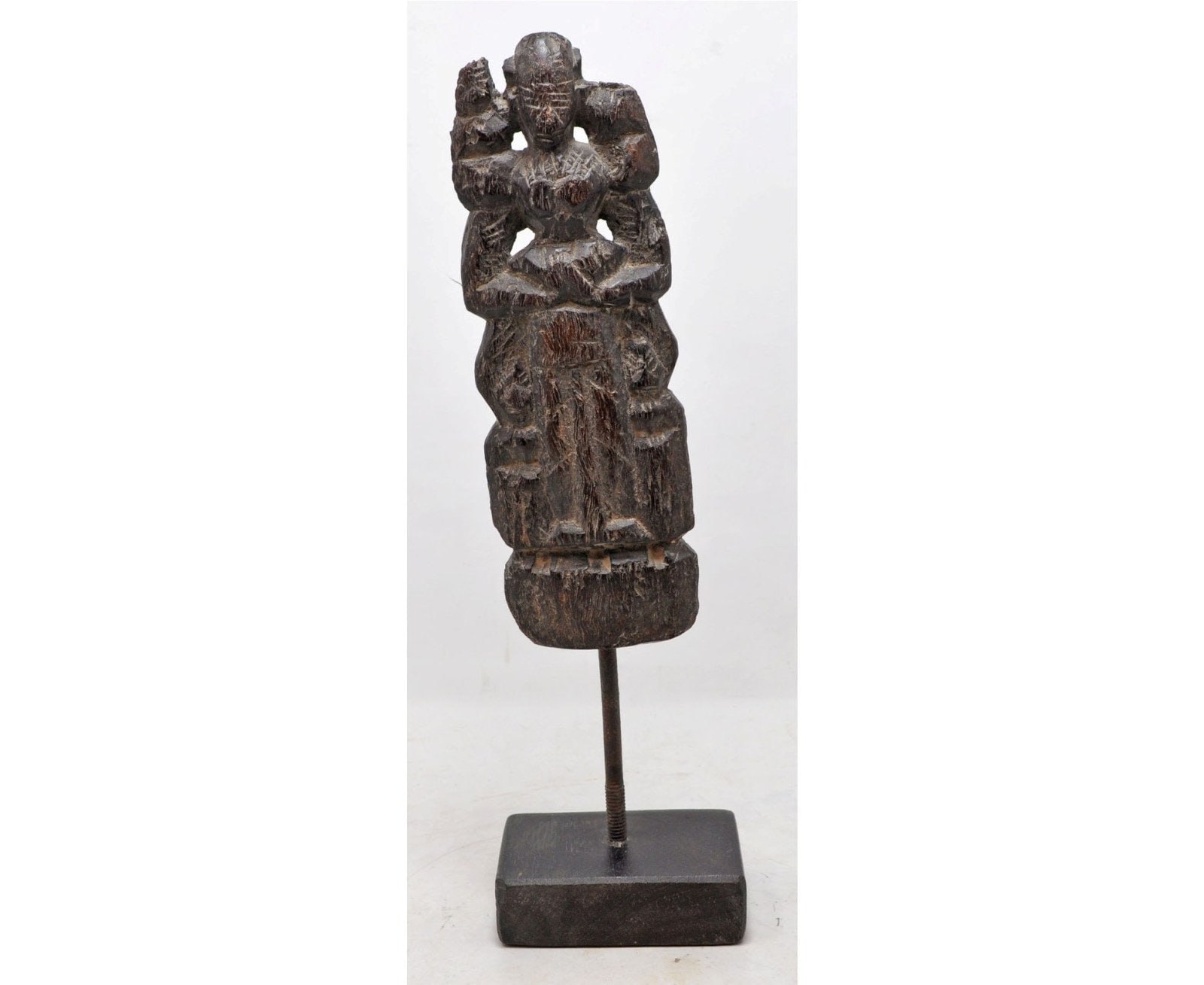 Antique Wooden South India Goddess Gangaur Idol Figurine Original Old Hand Carved