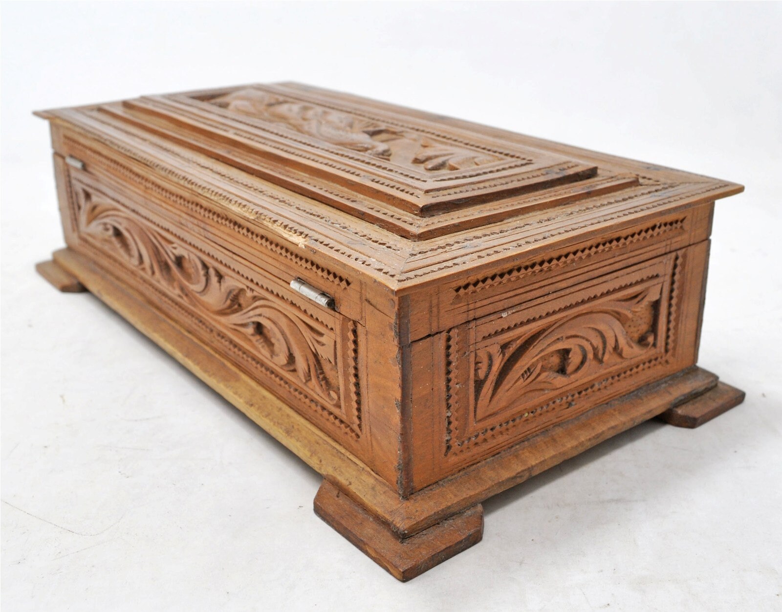Antique Wooden Carved Jewellery Box Original Old Hand Crafted Etsy