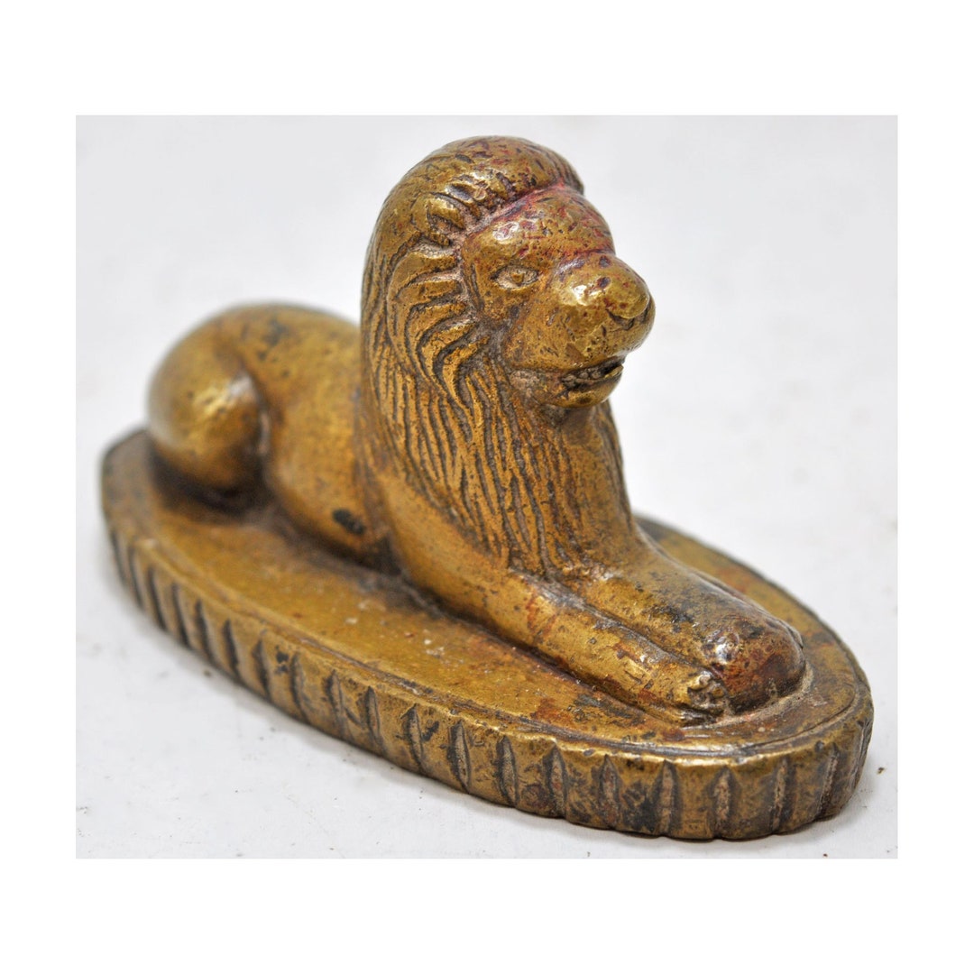 Antique Brass Lion Figurine Original Old Hand Crafted Fine Engraved - Etsy