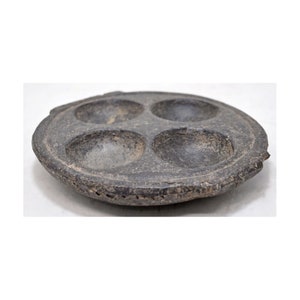 Antique Black Stone Idli Food Making Plate Tray Original Old Hand Carved