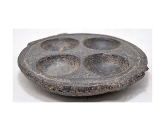 Antique Black Stone Idli Food Making Plate Tray Original Old Hand Carved