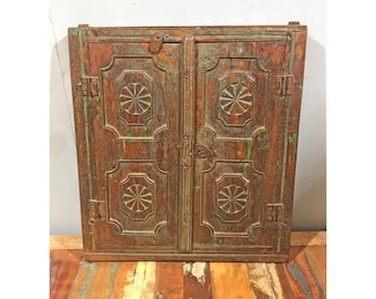 Antique Wooden Wall Décor Window Panel With Frame Original Old Hand Crafted Carved
