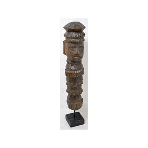 Antique Wooden Tribal Man Head Bust Figurine Original Old Hand Carved