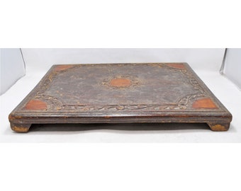 Antique Wooden Bajot Sitting Stool Original Old Hand Crafted Carved