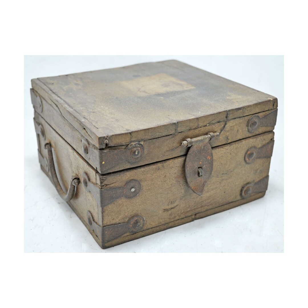 Vintage Wooden Square Storage Chest Box Original Old Hand Crafted Metal Fitted Etsy