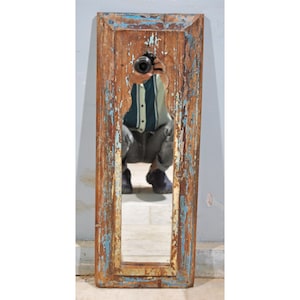 Antique Wooden Wall Décor Mirror Frame Original Old Hand Crafted