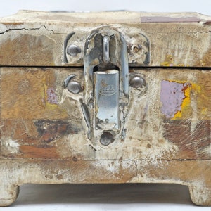 Reclaimed Salvage Wooden Vanity Box With Mirror Hand Crafted Original Colors image 2