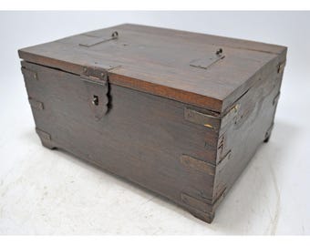 Antique Wooden Storage Chest Box Original Old Hand Crafted