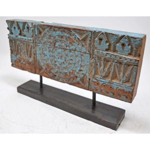 Antique Wooden Carving Panel Plaque Original Old Fine Hand Carved Polychrome