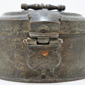 Antqiue Copper Round Chapati Bread Box Original Old Hand Crafted