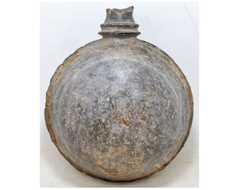 Antique Terracotta Clay Round Water Pot Bottle Original Old Hand Crafted