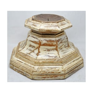 Antique Wooden Column Pillar Base Candle Stand Holder Original Old Fine Hand Carved