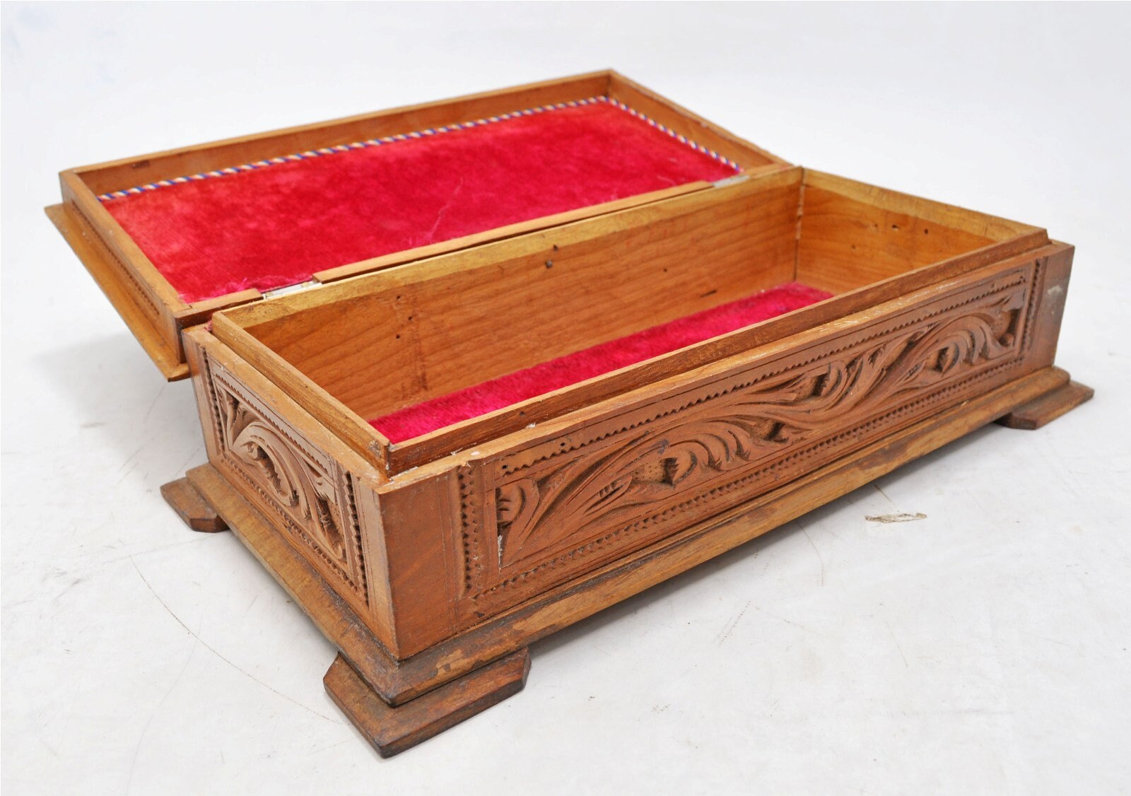 Antique Wooden Carved Jewellery Box Original Old Hand Crafted Etsy