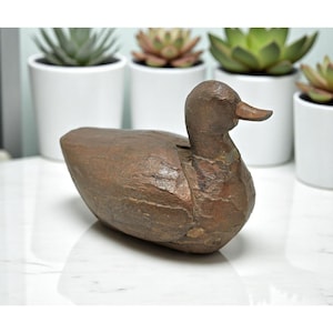 Vintage Wooden Duck Bird Figurine Original Old Hand Carved