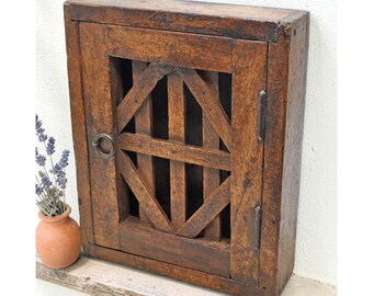 Vintage Wooden Wall Décor Key Cabinet Box Original Old Hand Crafted