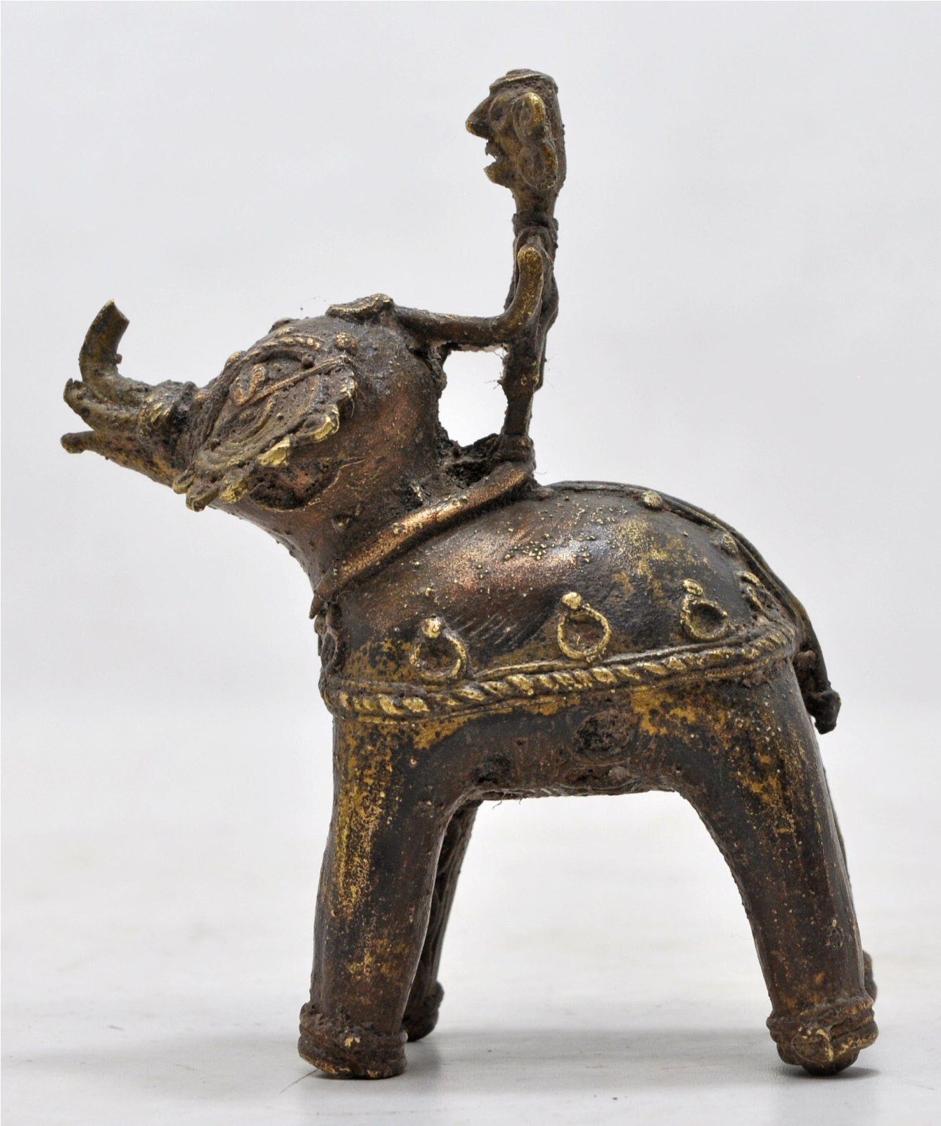 Antique Brass Elephant With Rider Figurine Original Old Hand Etsy