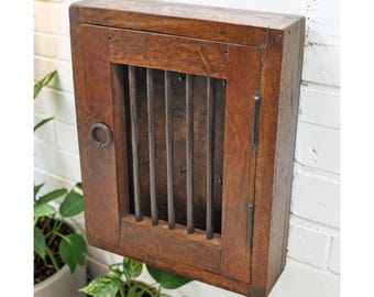 Vintage Wooden Wall Décor Key Hanging Cabinet Box Original Old Hand Crafted