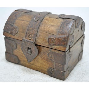 Vintage Wooden Half Round Top Storage Box Original Old Hand Crafted