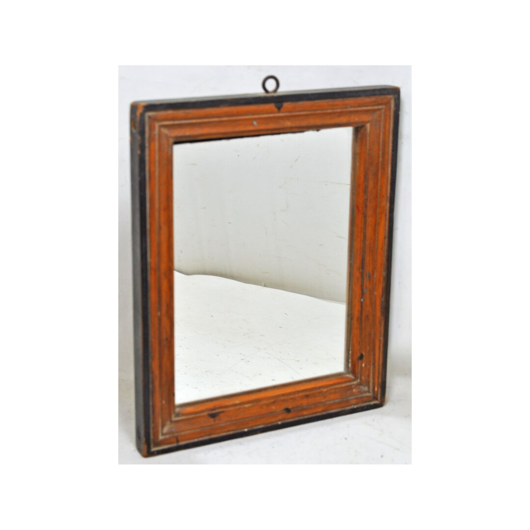 Antique Wooden Wall Hanging Mirror Frame Original Old Hand Etsy