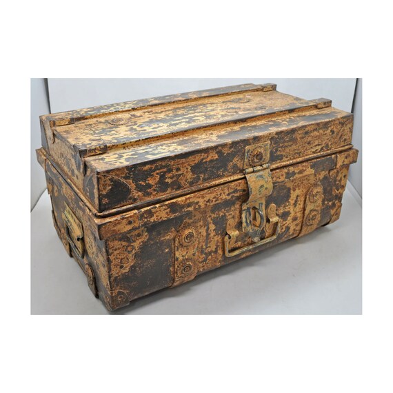Antique Iron Huge Storage Trunk Box Chest Original Old Hand Etsy India