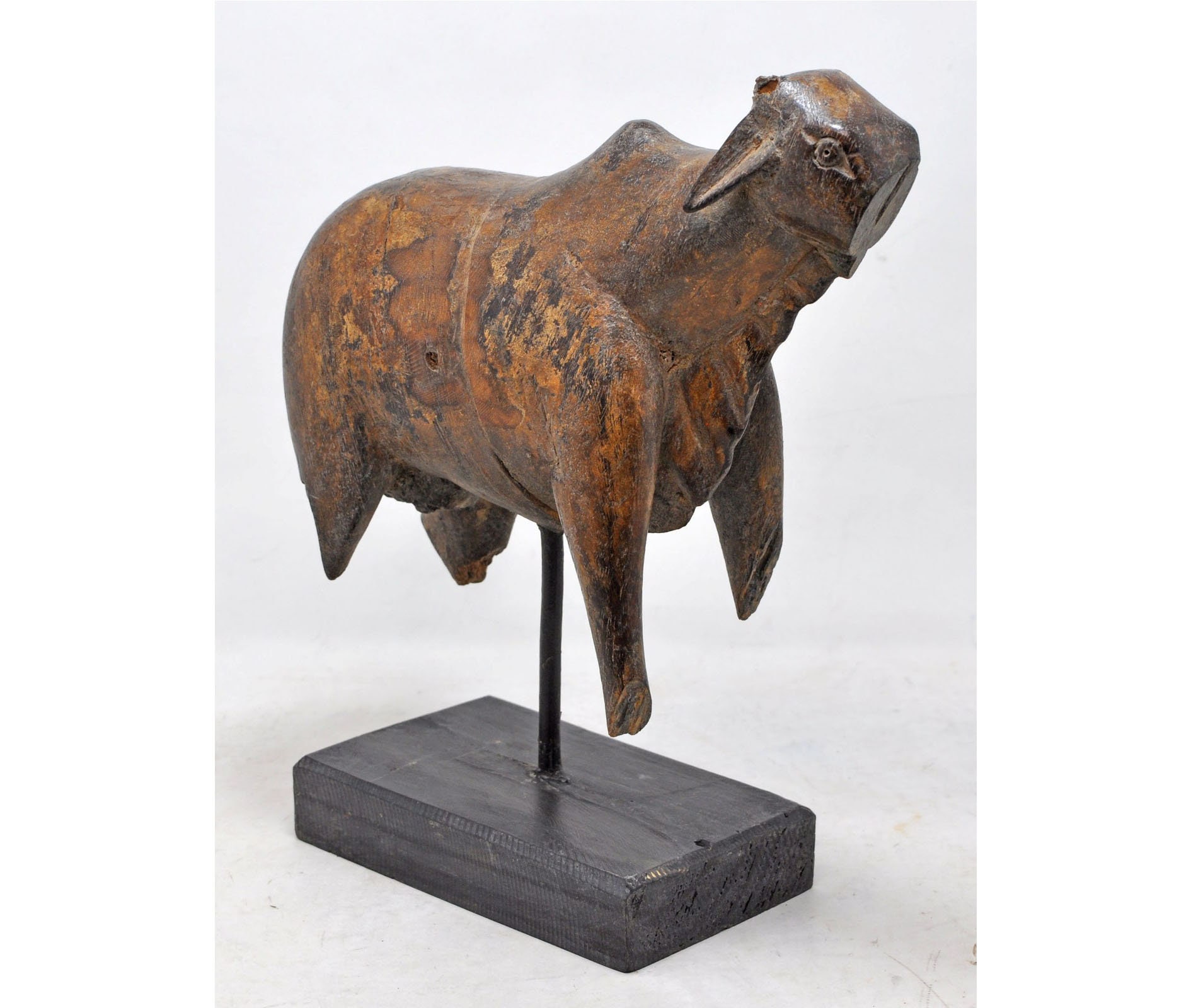 Antique Wooden Holy Cow Figurine Original Old Hand Carved Etsy