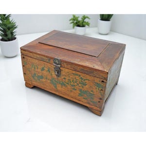 Antique Wooden Storage Chest Box Original Old Hand Crafted