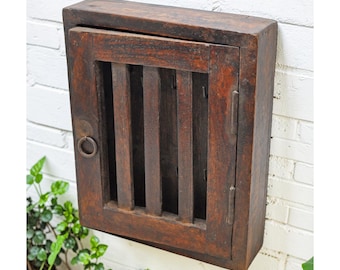 Vintage Wooden Wall Décor Key Cabinet Box Original Old Hand Crafted