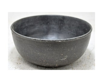 Antique Fine Large Black Stone Round Curry Bowl Original Old Fine Hand Carved