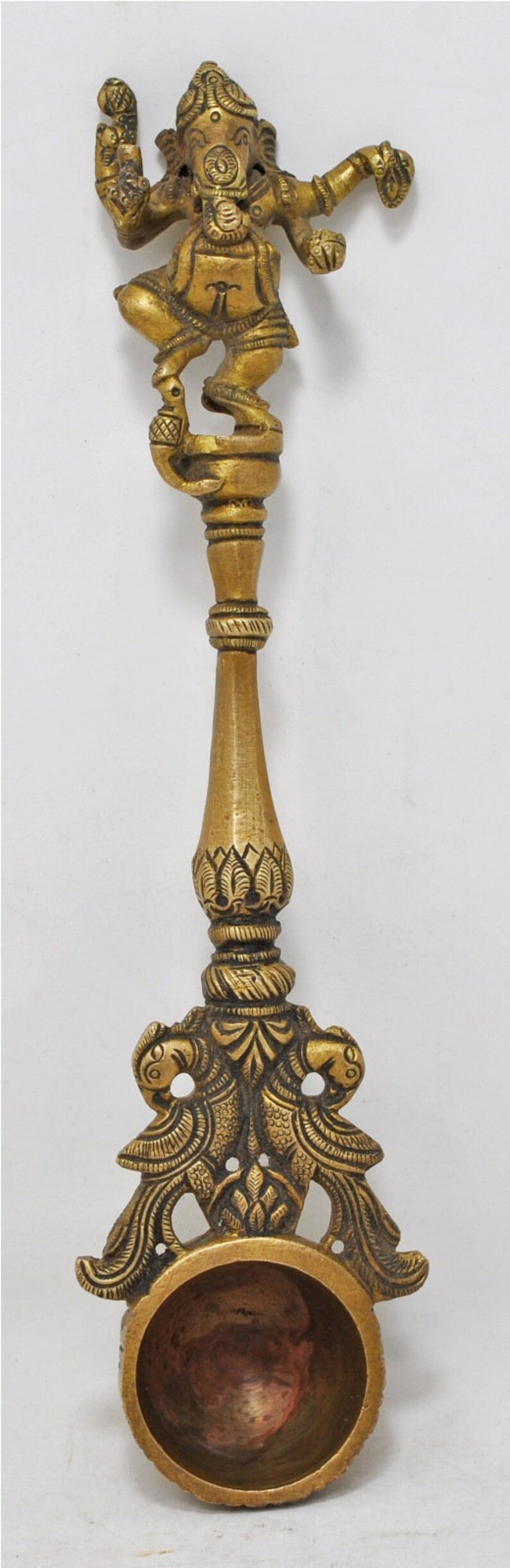 Antique Brass Holy Water Puja Ritual Spoon Original Old Hand Etsy