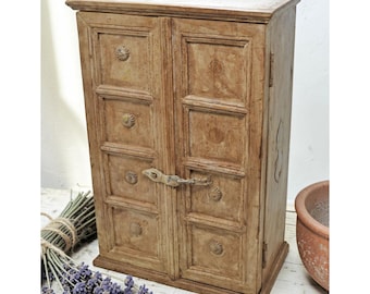 Vintage Wooden Mini Storage Cabinet Original Old Fine Hand Crafted Carved
