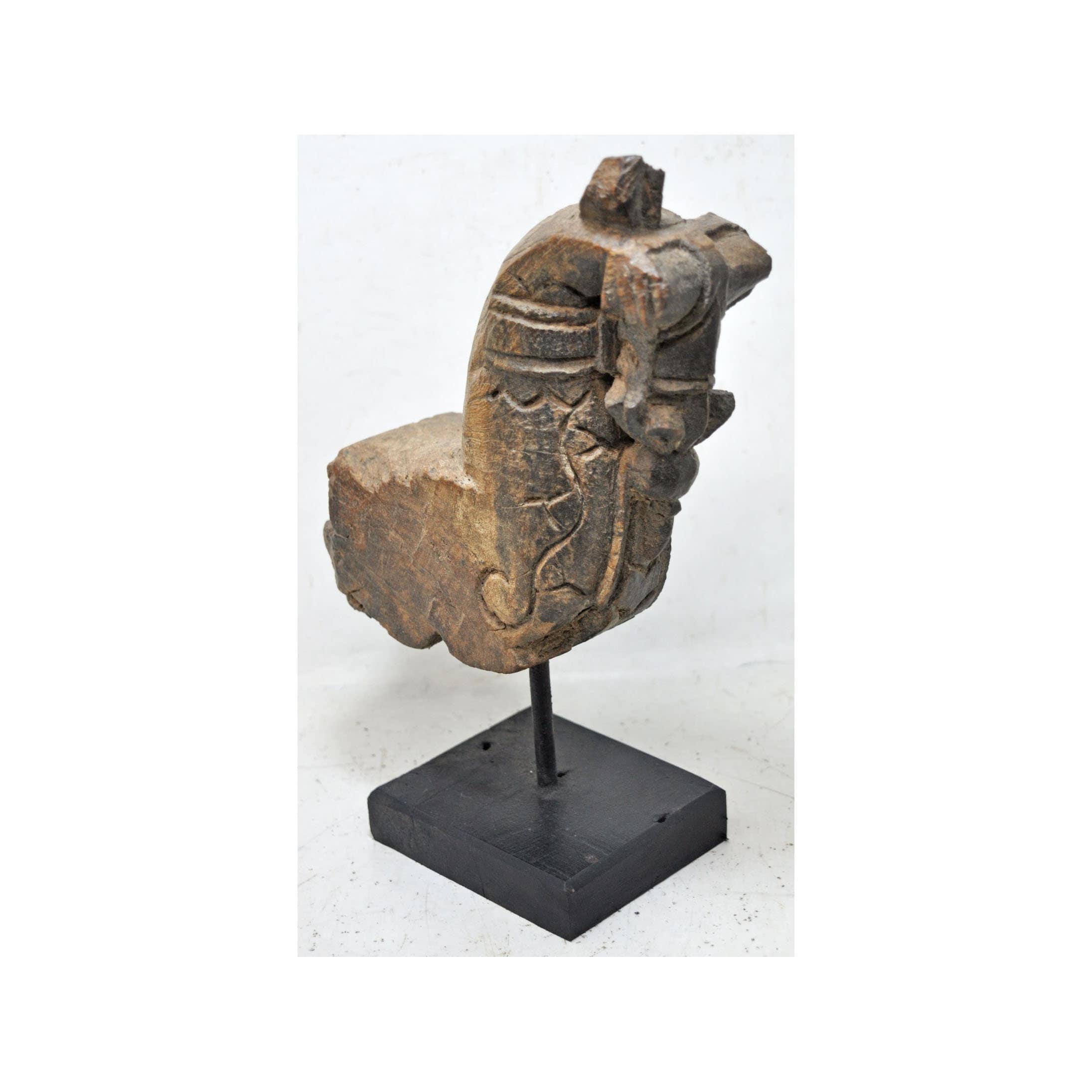 Antique en Bois Cheval Tête Buste Figurine Original Old Fin