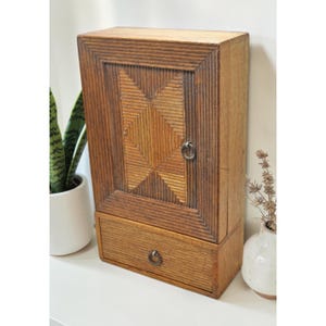 Vintage Holz Wandbehang Aufbewahrungsschrank Box Original alte Handarbeit