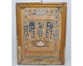 Vintage Water Color Painting God Shrinath ji Original Old With Frame