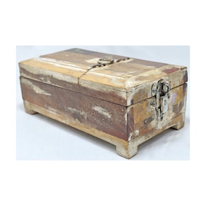 Reclaimed Salvage Wooden Vanity Box With Mirror Hand Crafted Original Colors image 1