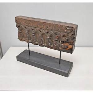 Antique Wooden Floral Carving Panel Plaque Original Old Fine Hand Carved
