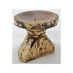 Antique Wooden Agricultural Seed Holder Bijni Candle Holder Original Old Hand Carved