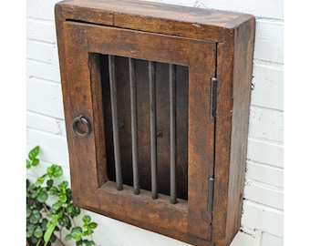 Vintage Wooden Wall Décor Key Hanging Cabinet Box Original Old Hand Crafted