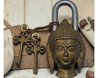 New Made Brass Lord Buddha Shaped Pad Lock Original Old Fine Hand Crafted