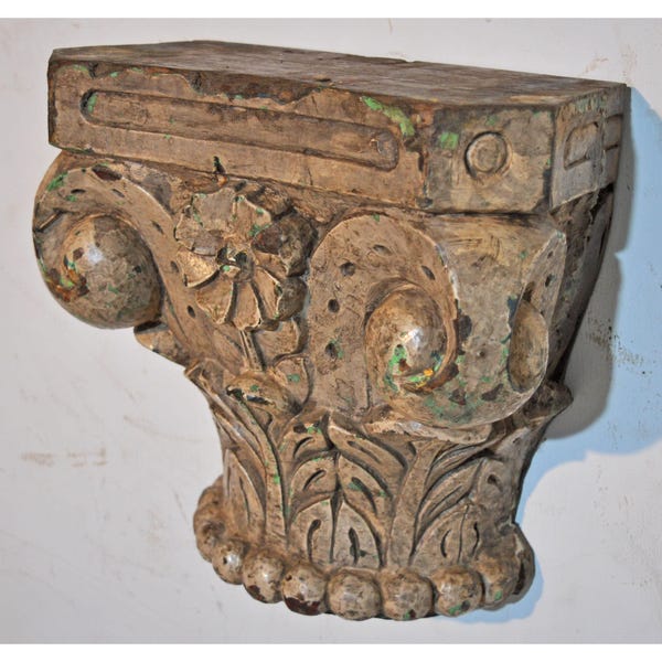 Décoration murale ancienne en bois, base lourde, étagère murale originale très fine, sculptée à la main