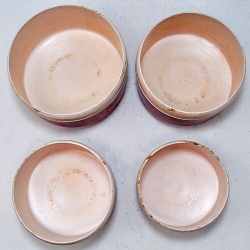 Antique Straw Wood Set of shops 4 Kitchenware Curry Bowls Original Old Hand Crafted Painted